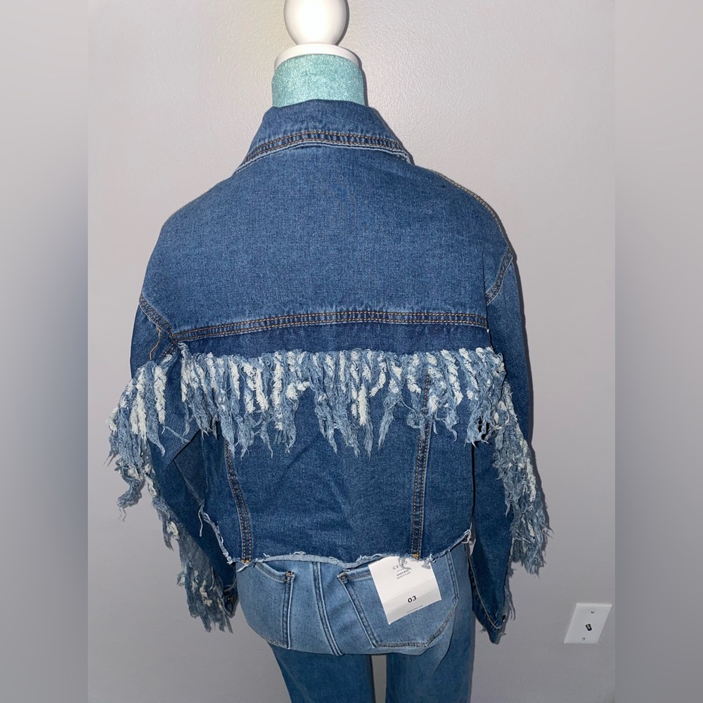 Blue Denim Fringe Jacket - Picture 4 of 10